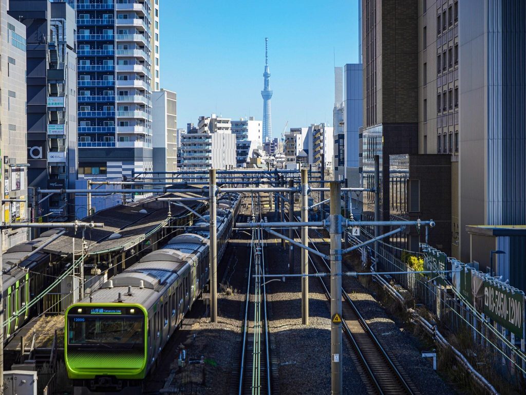 A Yamanote Line train in Tokyo, where the Suica Penguin has been on the cards since 2001