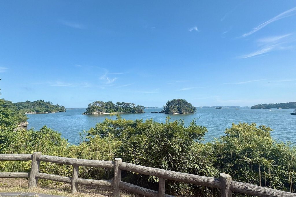 Matsushima Bay's pine-covered islands, an easy stop near Sendai on the Tohoku coast route