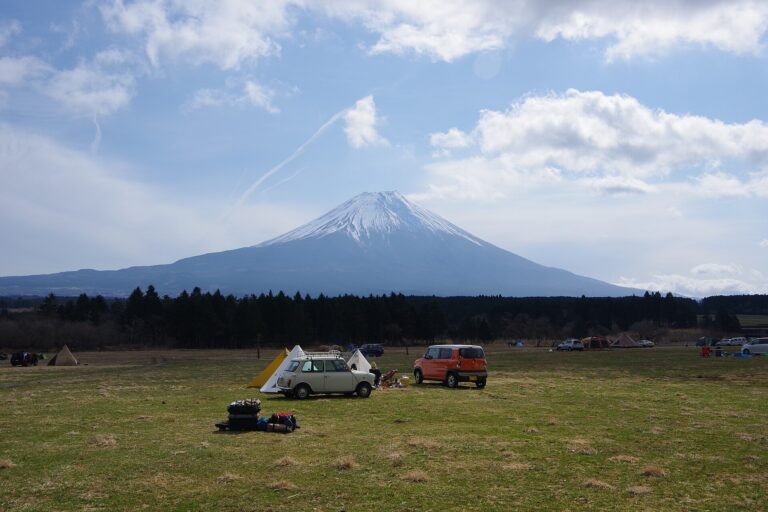 Camping in Japan: a tent at the foot of Mt Fuji