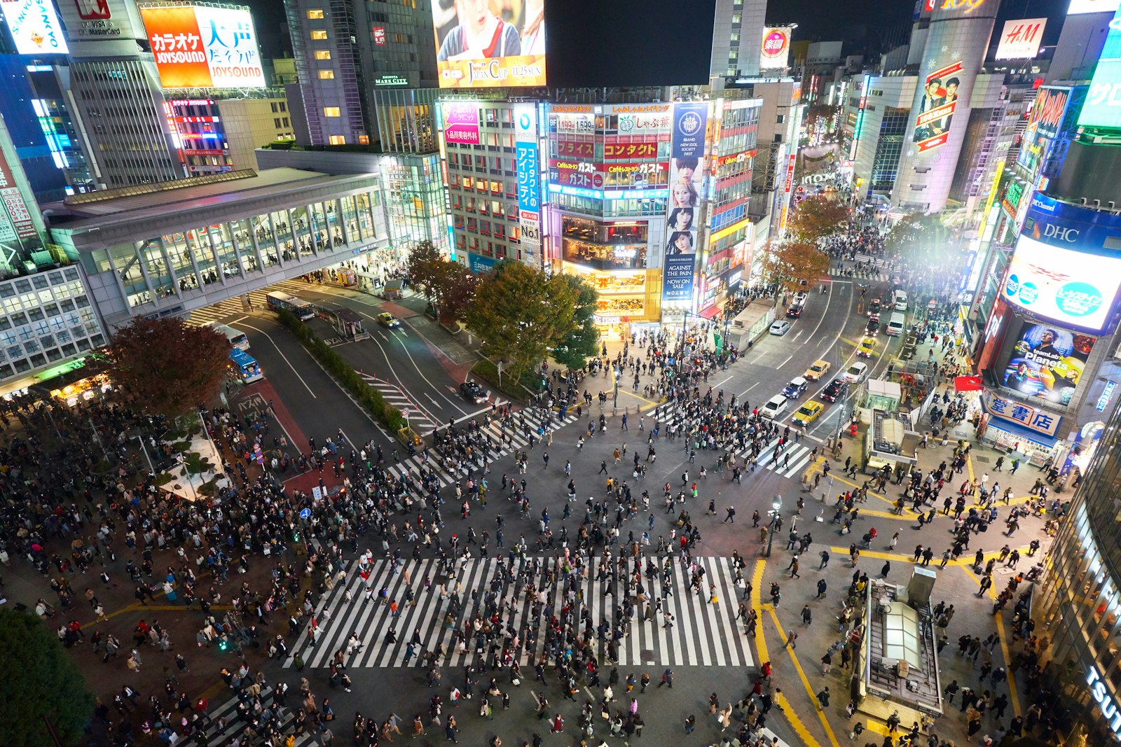 Shibuya Crossing at night, the centrepiece of the Street Kart Shibuya go kart course