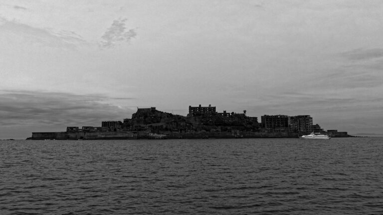 Gunkanjima (Hashima Island) seen from the sea off Nagasaki