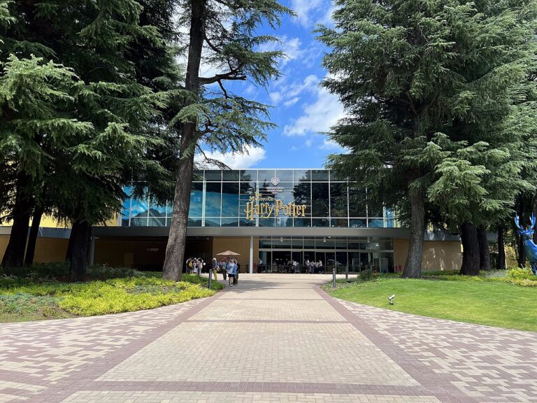 Harry Potter Studio Tour Tokyo main entrance building in Nerima, seen from the tree-lined approach
