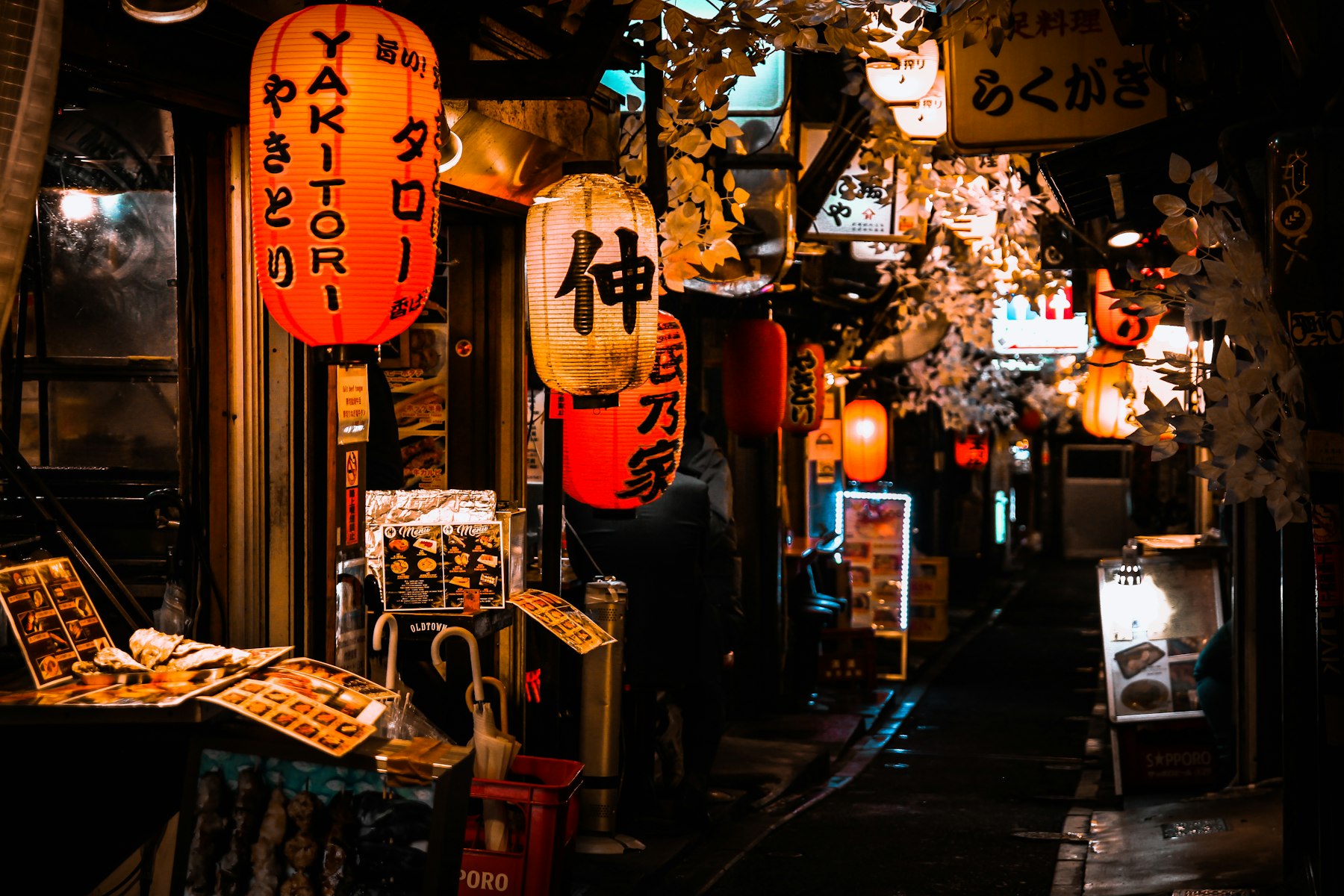 Red paper lanterns in Omoide Yokocho alley, Shinjuku, Tokyo