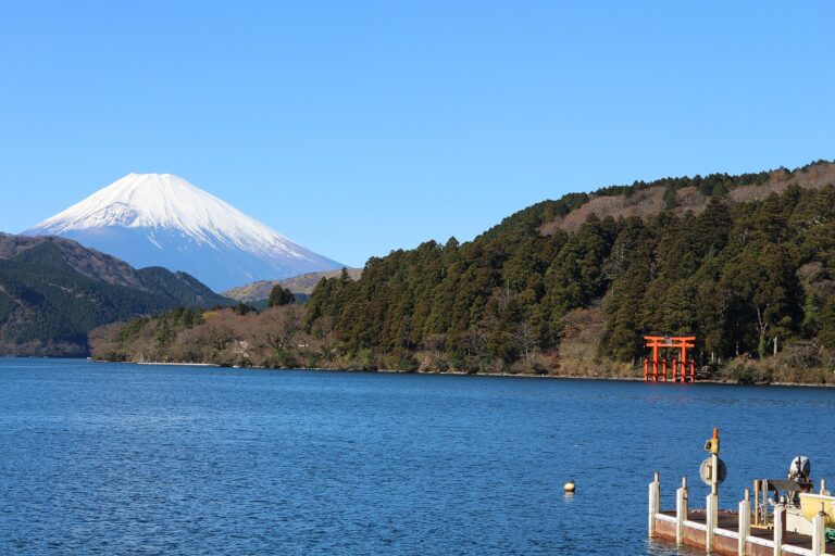 National parks in Japan: Mt Fuji from Lake Ashi, Fuji-Hakone-Izu