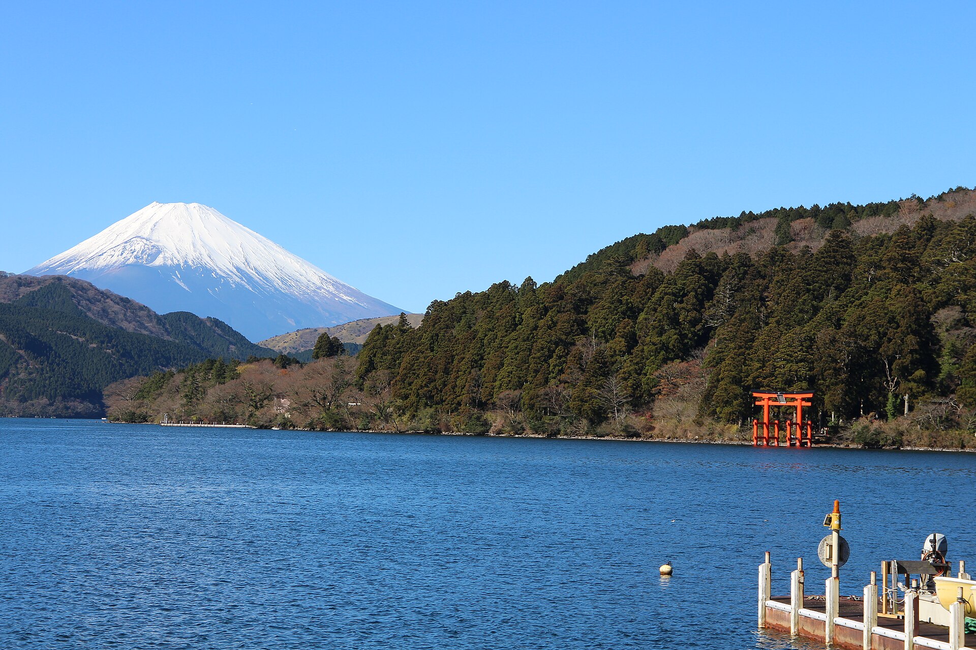 National parks in Japan: Mt Fuji from Lake Ashi, Fuji-Hakone-Izu