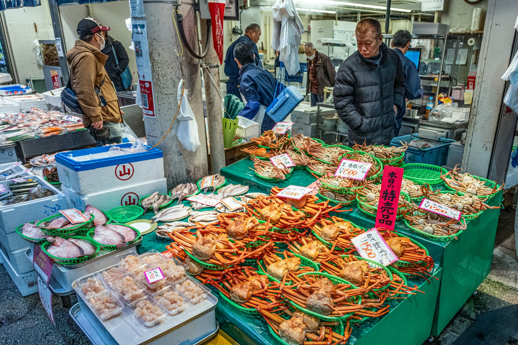 Snow crab for sale at a Sea of Japan seafood market