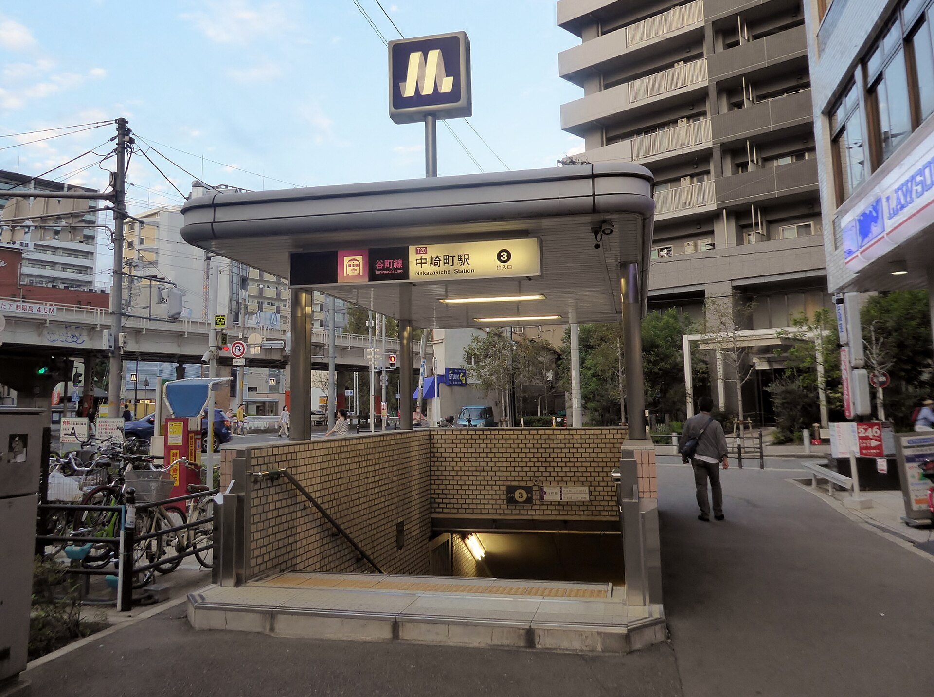 Nakazakicho Station entrance on the Osaka Metro Tanimachi Line