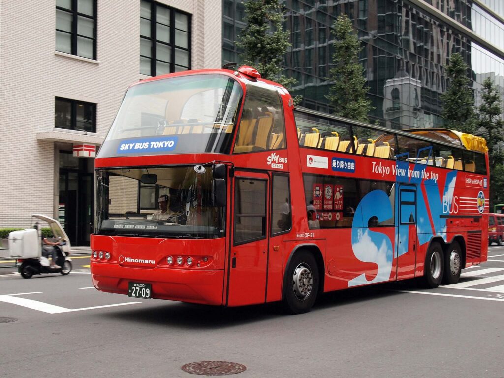 Red Sky Bus Tokyo open-top double-decker in Marunouchi, Tokyo