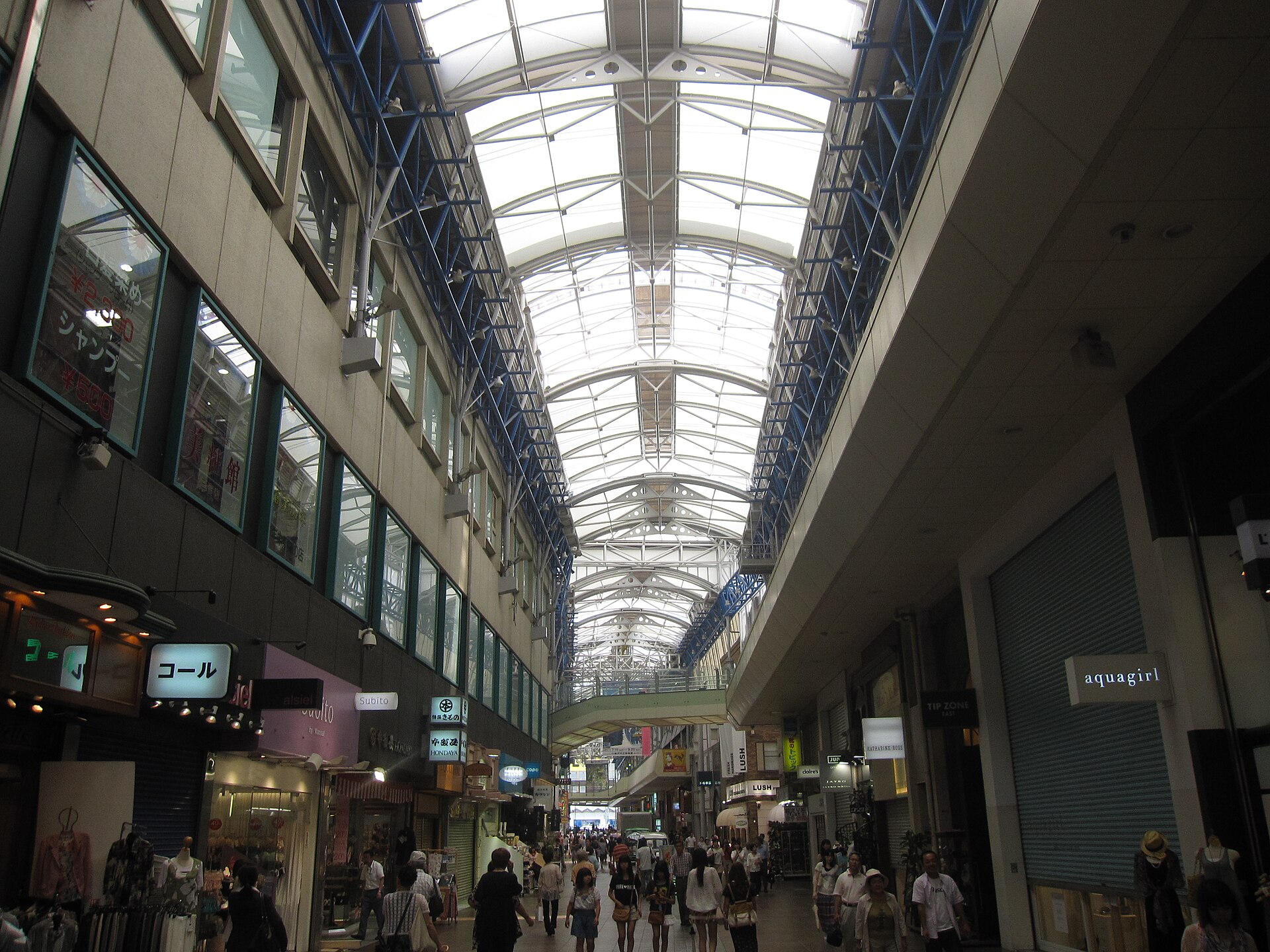 Sannomiya Center-gai covered shopping arcade in Kobe, near most of the Kobe beef restaurants