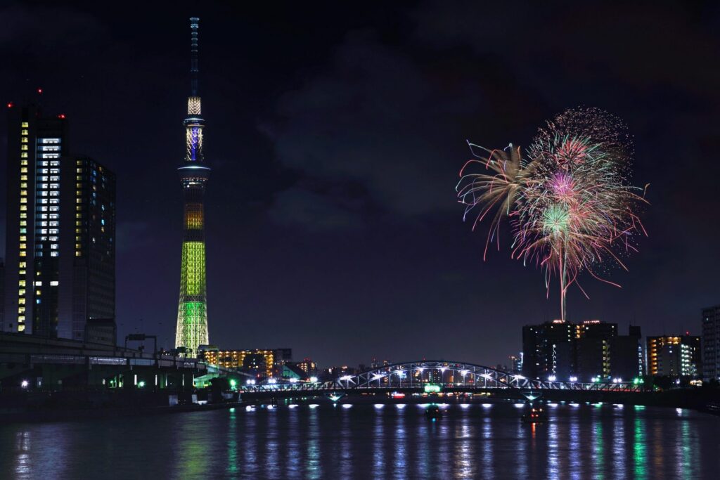 Sumida River Fireworks Festival with Tokyo Skytree, Tokyo