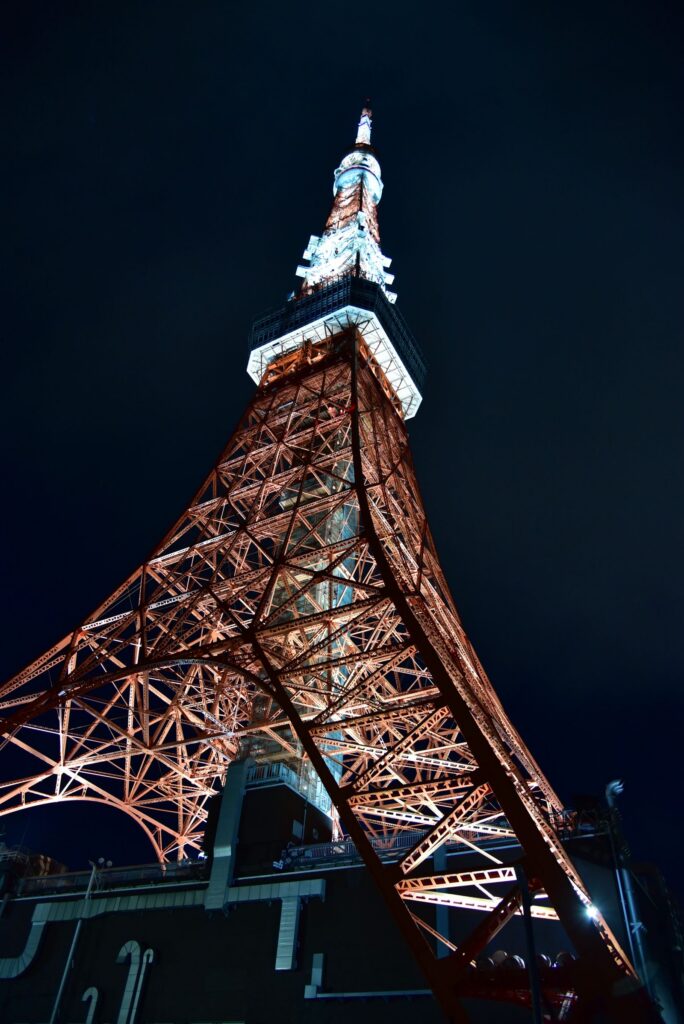 Tokyo Tower lit up at night, venue of the Halloween projection show until 31 October 2026