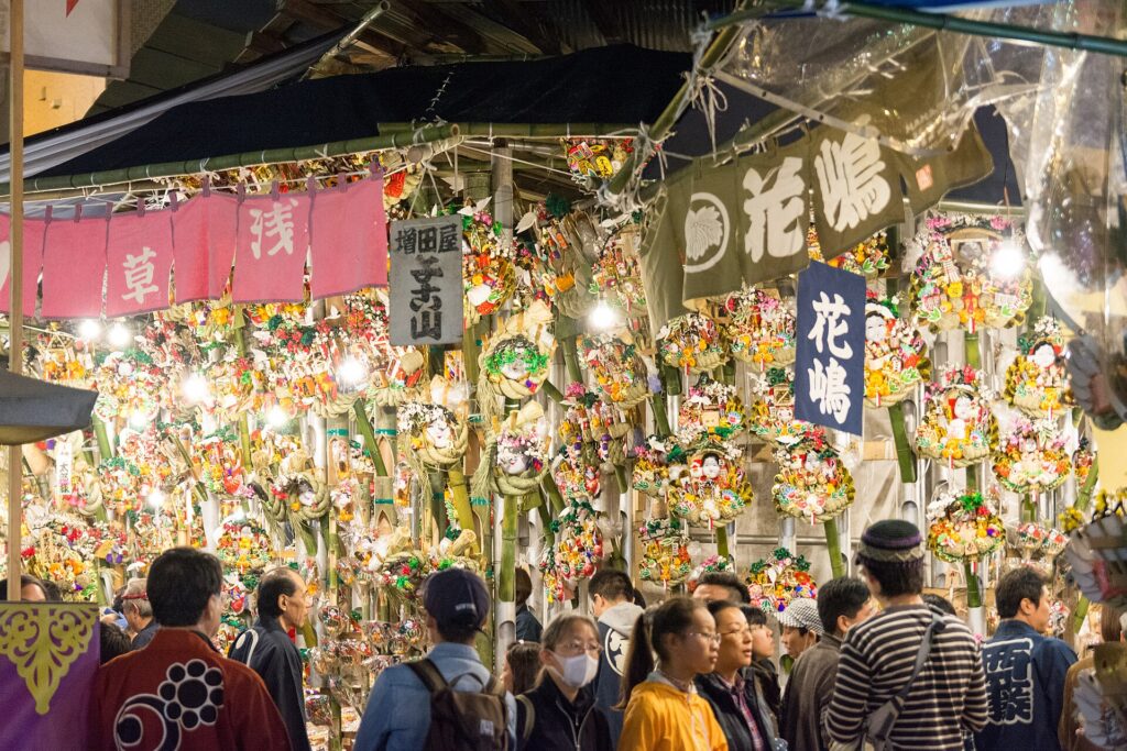 Tori-no-ichi at Ootori Shrine, Tokyo, Japan